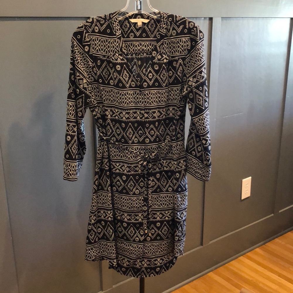 41 Hawthorn dress - black and white patterned button down shirt dress.  Size M.